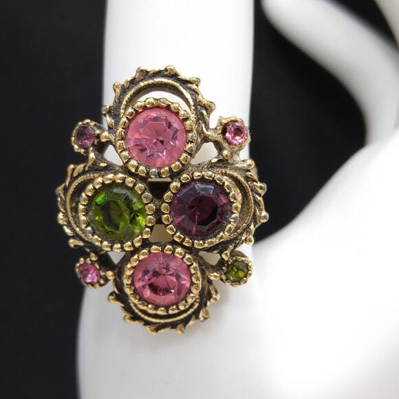 Sarah Coventry "Austrian Lites" Ring, Crystal Rhinestones, Size 8, 1970s - Picture 3 of 10